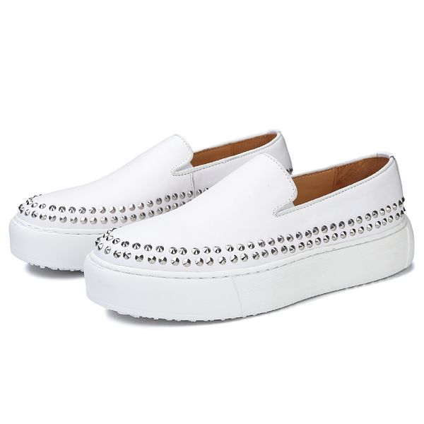 white loafers handmade british style cowhide gentlemen driving boats thick heel mens casual shoes, Black