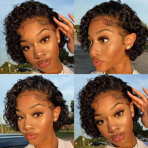 short curly human hair wigs pixie cut 13x1 transparent lace wig pre plucked hairline wigs for women, Black;brown
short curly human hair wigs pixie cut 13x1 transparent lace wig pre plucked hairline wigs for women, Black;brown