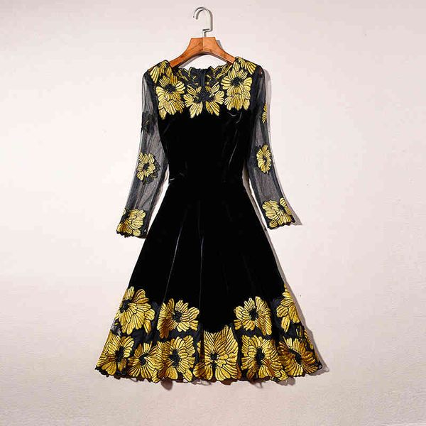casual dresses fashion black slim embroidered mesh sleeve medium length autumn winter a-line skirt vdvj, Black;gray
casual dresses fashion black slim embroidered mesh sleeve medium length autumn winter a-line skirt vdvj, Black;gray