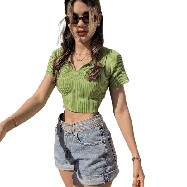 fruit green short-sleeved shirt women's european and american style 2022 spring and summer new lapel casual solid color knitted jacket, White
fruit green short-sleeved shirt women's european and american style 2022 spring and summer new lapel casual solid color knitted jacket, White