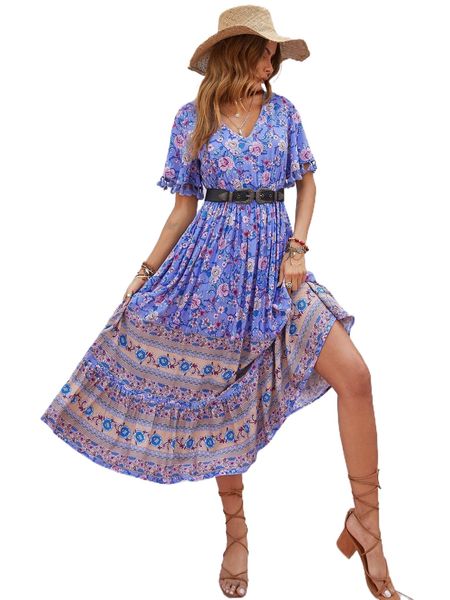 rusttydustty floral print tassel trim ruffle hem dress without belt 67gu#, Black;gray
rusttydustty floral print tassel trim ruffle hem dress without belt 67gu#, Black;gray