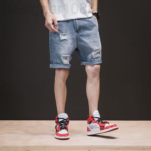 men's jeans designer summer ripped denim shorts men's loose fashion brand korean pants breeches light color lkao, Blue
men's jeans designer summer ripped denim shorts men's loose fashion brand korean pants breeches light color lkao, Blue