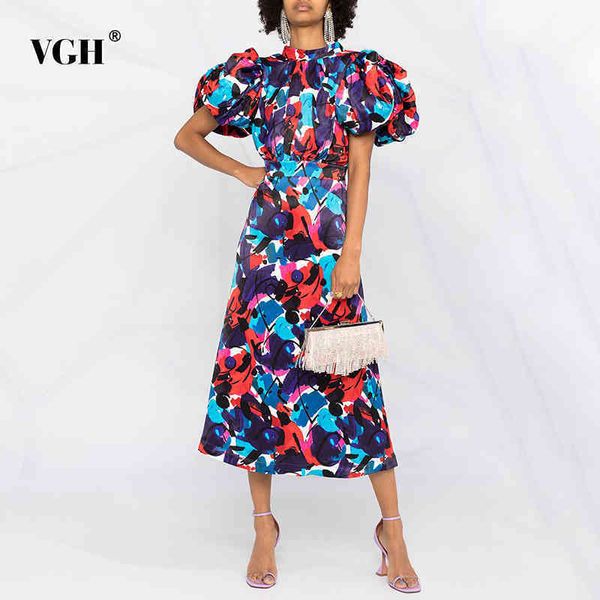 vintage backless print dress for women stand collar puff sleeve high waist hit color midi dresses female fashion 210507, Black;gray
vintage backless print dress for women stand collar puff sleeve high waist hit color midi dresses female fashion 210507, Black;gray