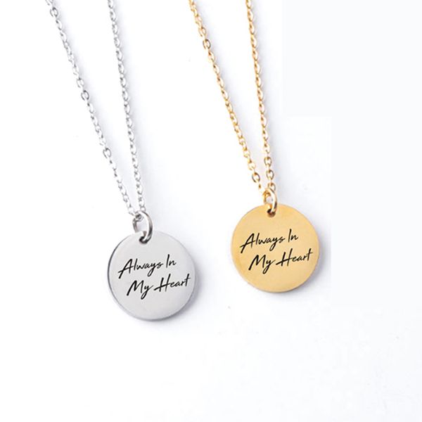 stainless steel necklace engraved inspiration 18mm pendant always in my heart necklaces quote jewelry for women gifts, Silver
stainless steel necklace engraved inspiration 18mm pendant always in my heart necklaces quote jewelry for women gifts, Silver