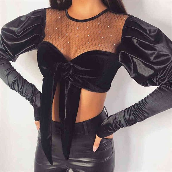 fashion women t shirt solid long sleeve stitching mesh rhinestone perspective navel t-shirt autumn y220411, White
fashion women t shirt solid long sleeve stitching mesh rhinestone perspective navel t-shirt autumn y220411, White