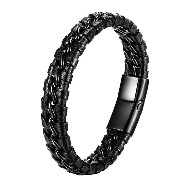 gold black link chain leather rope bracelet stainless steel braided men jewelry
gold black link chain leather rope bracelet stainless steel braided men jewelry