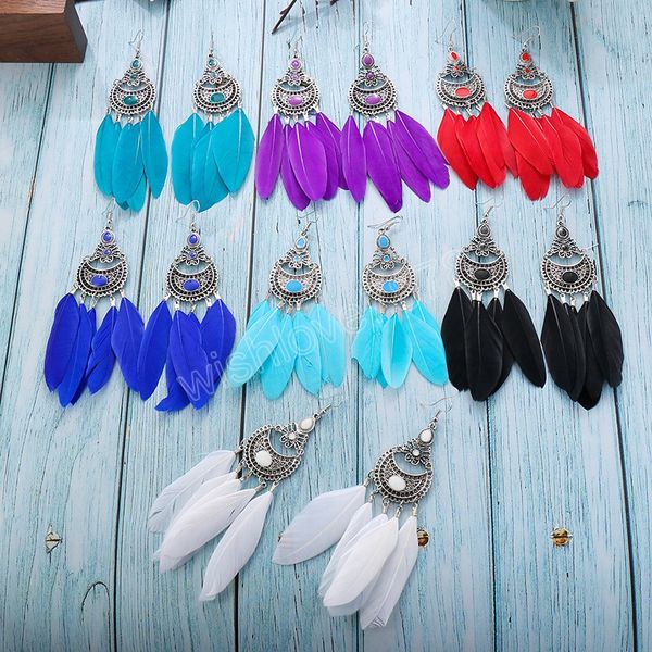 vintage crescent-shaped water drop alloy tassel feather earrings women's long retro fashion earrings brincos bohemian jewelry, Silver
vintage crescent-shaped water drop alloy tassel feather earrings women's long retro fashion earrings brincos bohemian jewelry, Silver