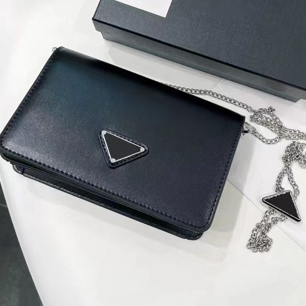 triangle metal buckle chain flap crossbody bag women ladies black white classic leather purses silver chain medium clutch square crossbody m