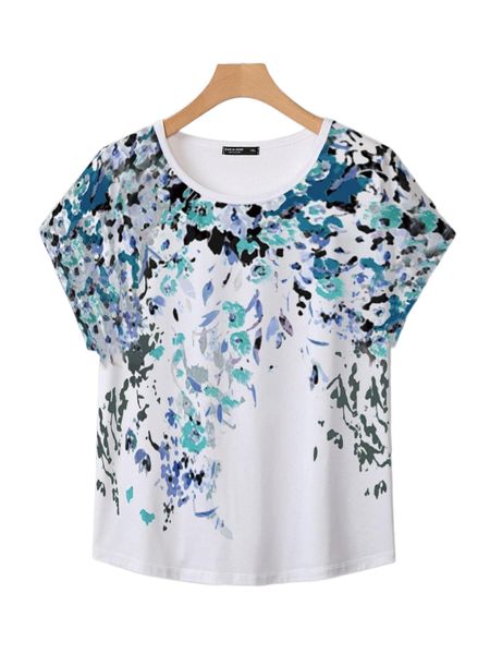 plus floral print batwing sleeve tee p5ao#, Black
plus floral print batwing sleeve tee p5ao#, Black