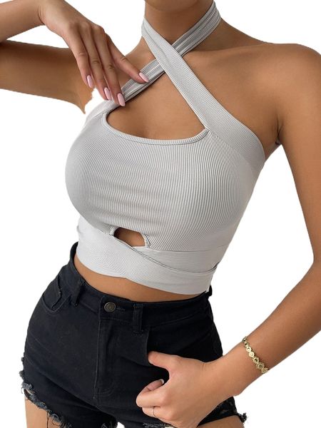 crisscross tie backless halter j87z#, White
crisscross tie backless halter j87z#, White