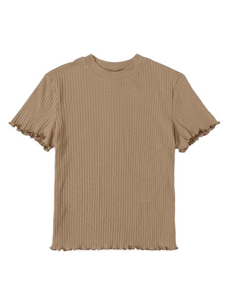 plus mock neck rib-knit tee r0xy#, Black