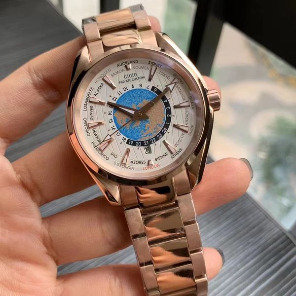 41mm mens automatic watch mechanical sapphire black blue rubber luminous stainless steel rose gold world map, Slivery;brown
41mm mens automatic watch mechanical sapphire black blue rubber luminous stainless steel rose gold world map, Slivery;brown