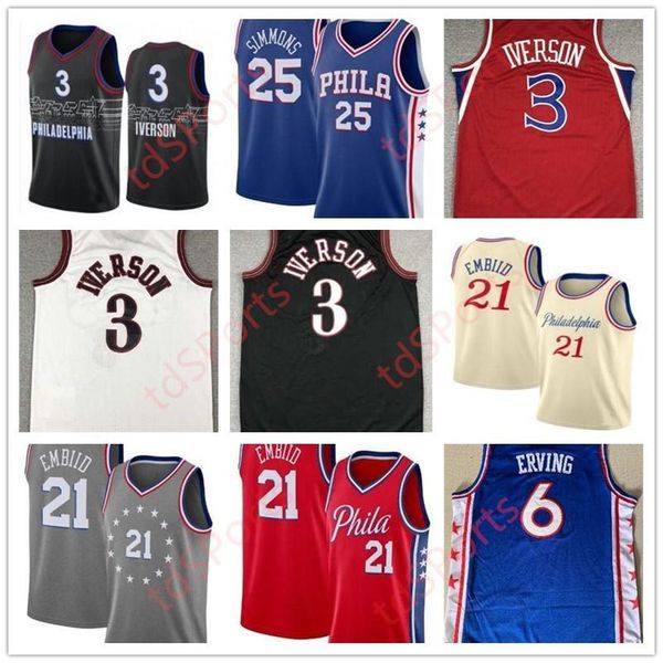 2021 new joel 21 embiid mens ben 25 simmons allen 3 iverson julius 6 erving city basketball jersey, Black
2021 new joel 21 embiid mens ben 25 simmons allen 3 iverson julius 6 erving city basketball jersey, Black