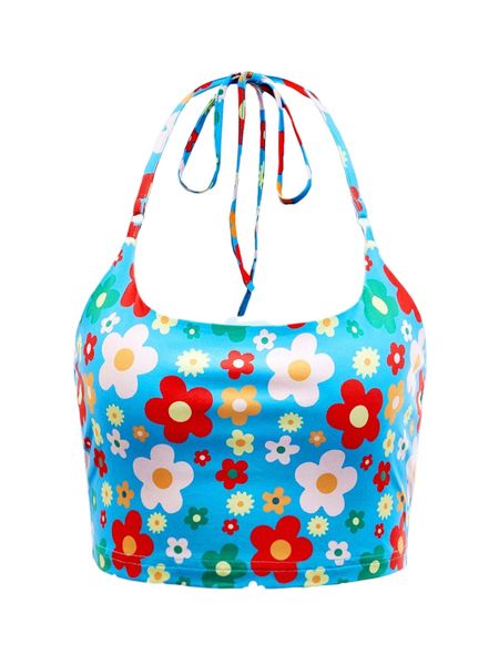 h.alter neck f.loral print t.ie b.ack c.rop p0fv#, White
h.alter neck f.loral print t.ie b.ack c.rop p0fv#, White