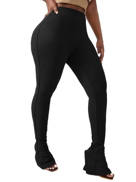 sxy ribbed knit bootcut leg pants c25x#, Black;white 
sxy ribbed knit bootcut leg pants c25x#, Black;white