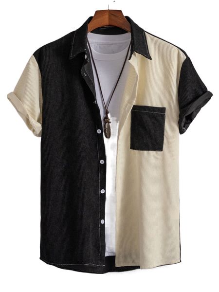 romwe guys colorblock button front pocket shirt without tee 83tt#, White;black
romwe guys colorblock button front pocket shirt without tee 83tt#, White;black