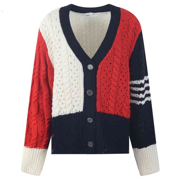 women's knits tees korean style v-neck tb four bar fried dough twist sweater cardigan autumn and winter women's loose fashion r0al, White
women's knits tees korean style v-neck tb four bar fried dough twist sweater cardigan autumn and winter women's loose fashion r0al, White