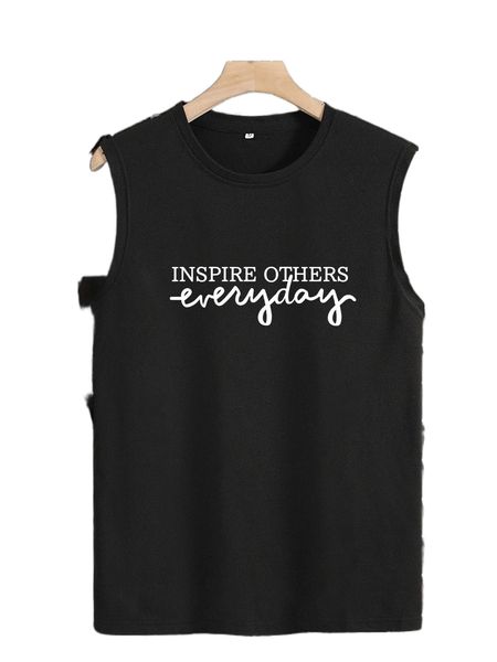 men slogan graphic tank p40y#, White;black