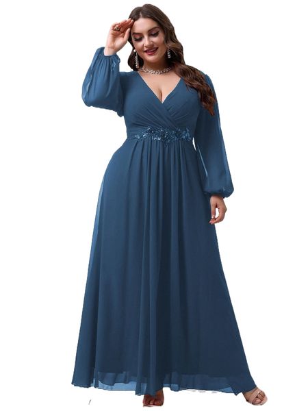 plus contrast sequin floral applique bishop sleeve maxi chiffon dress f6sb#, Black 
plus contrast sequin floral applique bishop sleeve maxi chiffon dress f6sb#, Black