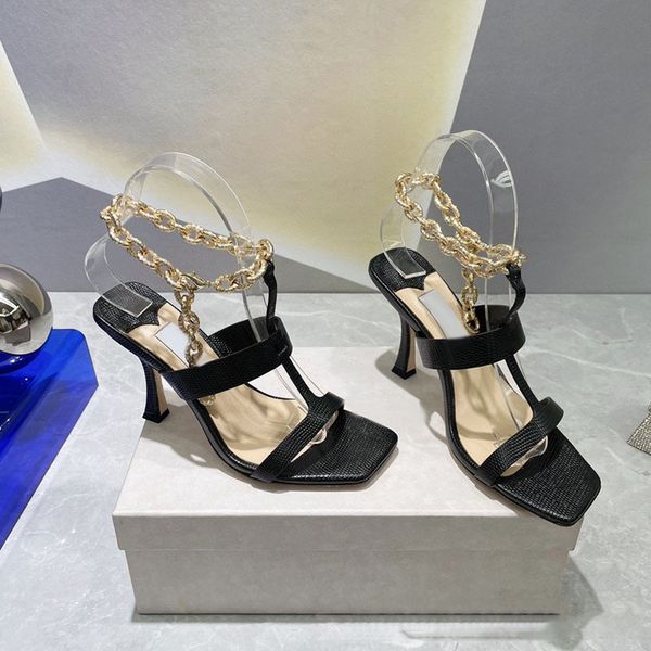 new designer brand square toe chain sandals women thin heels sandal woman party runway sandals, Black
new designer brand square toe chain sandals women thin heels sandal woman party runway sandals, Black
