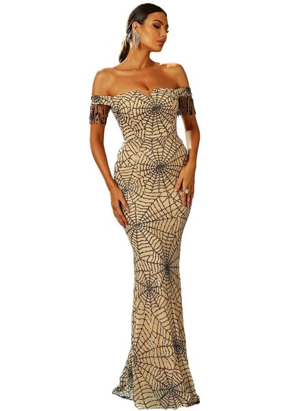 missord spaceman pattern contrast sequin off shoulder mermaid hem formal dress d9af#, Black;gray
missord spaceman pattern contrast sequin off shoulder mermaid hem formal dress d9af#, Black;gray