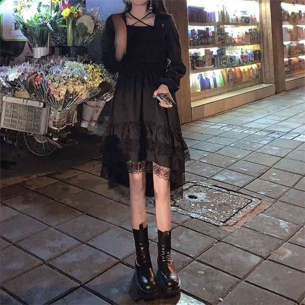 gothic women black fairy party dress cross square collar cute lace ruffles chic spring summer 210701, Black;gray
gothic women black fairy party dress cross square collar cute lace ruffles chic spring summer 210701, Black;gray