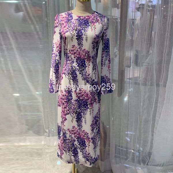 casual dresses spring and summer women's round neck long sleeve purple print medium pencil dress, Black;gray
casual dresses spring and summer women's round neck long sleeve purple print medium pencil dress, Black;gray