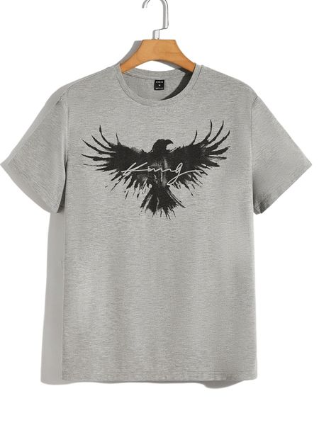 men eagle and letter graphic tee b0db#, White;black