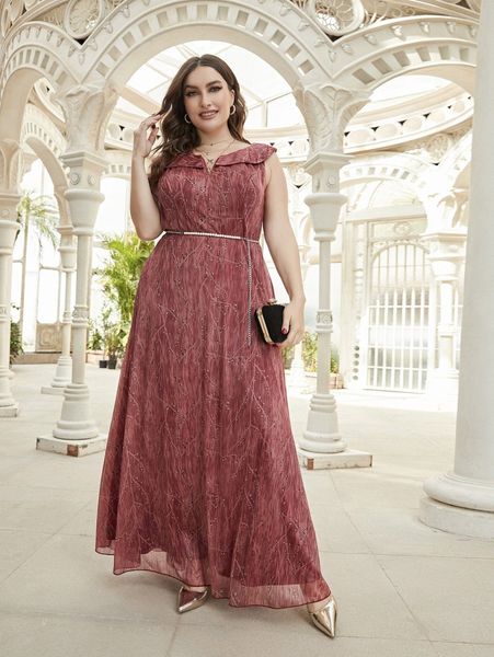 plus plant print belted maxi dress t2kz#, Black
plus plant print belted maxi dress t2kz#, Black