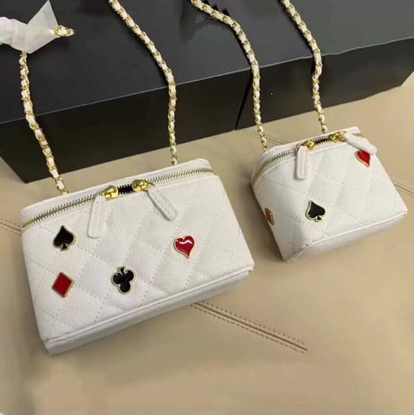 tz women badge pattern cosmetic bags box genuine leather black white classic handbags designers gold-tone metal chain hardware zipper french
tz women badge pattern cosmetic bags box genuine leather black white classic handbags designers gold-tone metal chain hardware zipper french