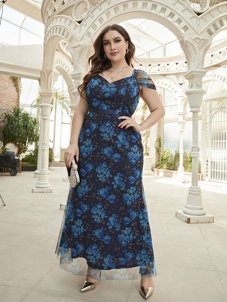 plus floral mesh overlay mermaid hem maxi dress z4gd#, Black
plus floral mesh overlay mermaid hem maxi dress z4gd#, Black