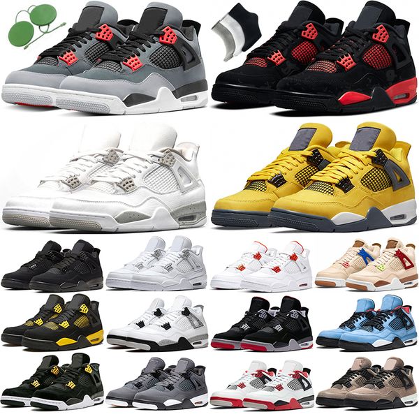jumpman 4s 4 basketball shoes infrared red thunder lightning white oreo black cat bred university blue pure money sail fire red sports train