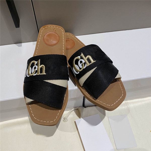 designer luxury women's slippers woody logo-embroidered canvas slides in cream flip flops with box, Black
designer luxury women's slippers woody logo-embroidered canvas slides in cream flip flops with box, Black