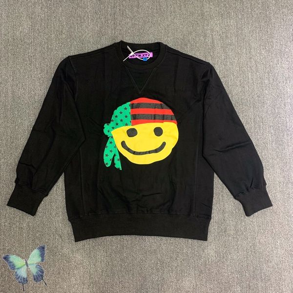 hip hop cartoon print foam pullover sweatshirt, Black;brown 
hip hop cartoon print foam pullover sweatshirt, Black;brown