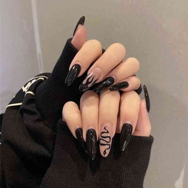false nails 24pcs flame snake dark almond french fake full cover tips press on supplies for professionals 0616
false nails 24pcs flame snake dark almond french fake full cover tips press on supplies for professionals 0616