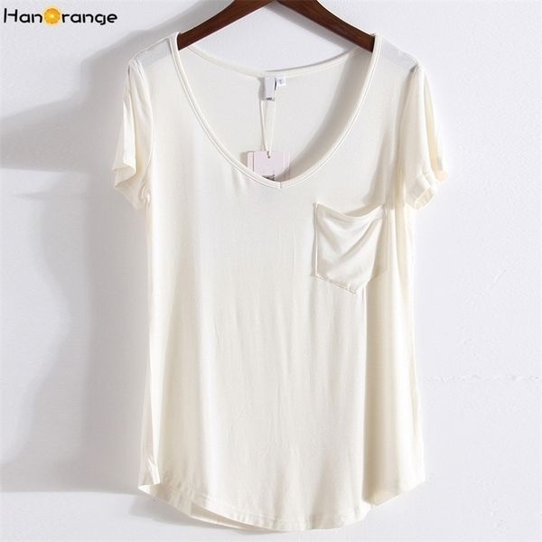 hanorange modal pocket summer short sleeve loose women v-neck pure color soft t-shirt black/gray/white/beige 220427
hanorange modal pocket summer short sleeve loose women v-neck pure color soft t-shirt black/gray/white/beige 220427
