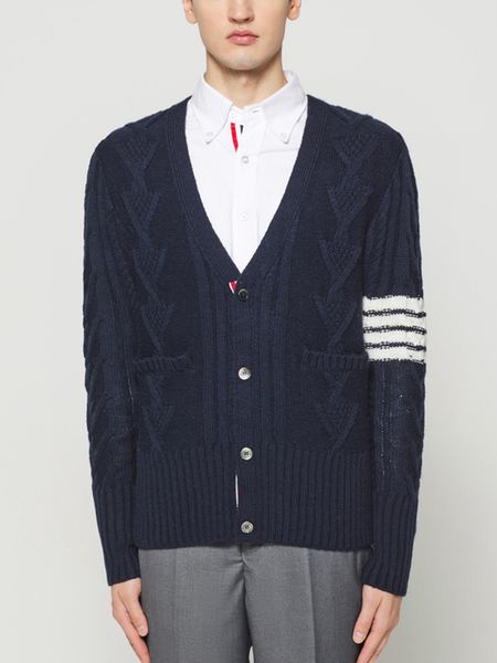 tb sweaters autunm winter sweater male fashion brand men's clothing merino wool cable 4-bar classic v-neck cardigan harajuku coats, White;black
tb sweaters autunm winter sweater male fashion brand men's clothing merino wool cable 4-bar classic v-neck cardigan harajuku coats, White;black