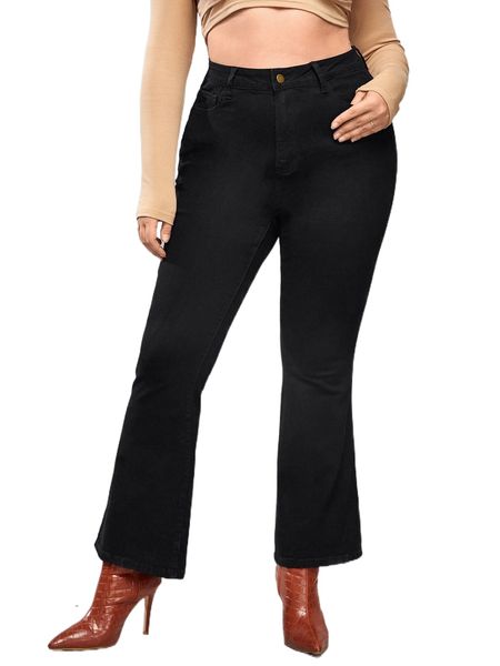 plus high waist flare leg jeans a3pw#, Blue 
plus high waist flare leg jeans a3pw#, Blue