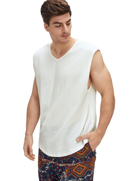 men solid v neck tank s7xr#, White;black 
men solid v neck tank s7xr#, White;black