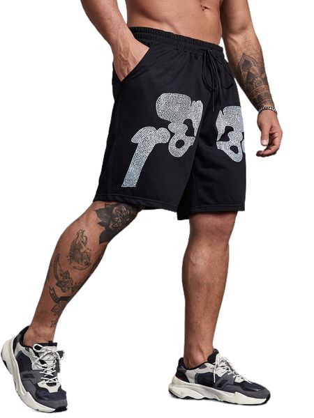 extended sizes men rhinestone skeleton pattern shorts r6k5#, White;black
extended sizes men rhinestone skeleton pattern shorts r6k5#, White;black
