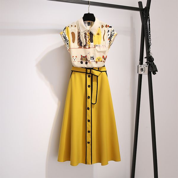 2022 korean fashion skirt suits female two piece dress elegant print chiffon single-breasted long casual, White
2022 korean fashion skirt suits female two piece dress elegant print chiffon single-breasted long casual, White