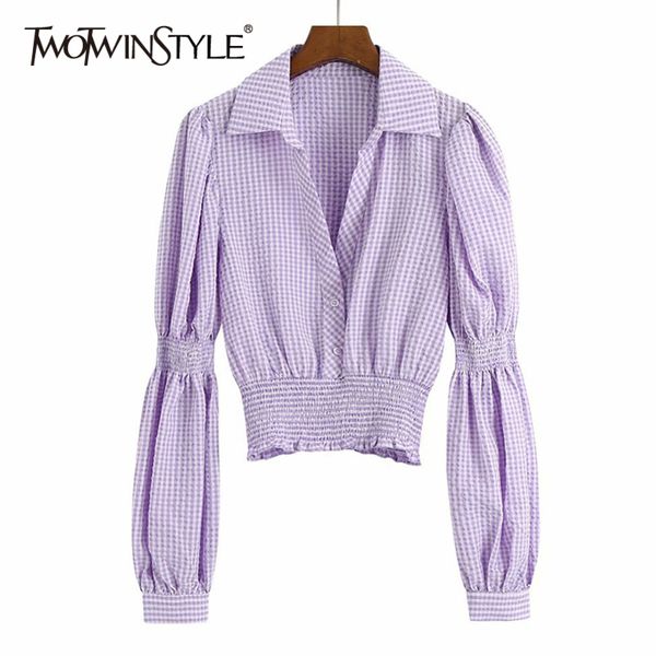 plaid casual shirt for women lapel puff long sleeve elegant short blouse female fashion clothing style 210423, White
plaid casual shirt for women lapel puff long sleeve elegant short blouse female fashion clothing style 210423, White