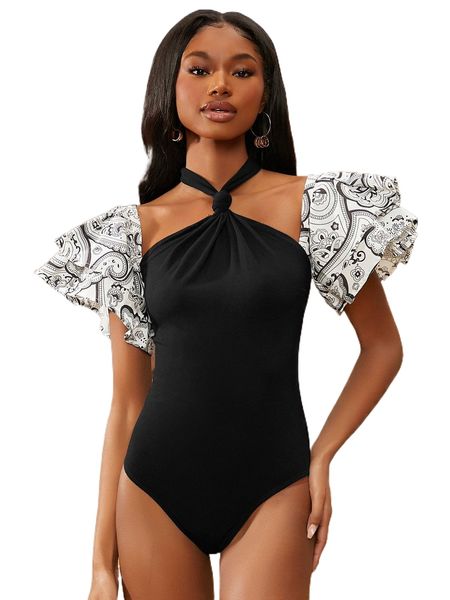 newness graphic print twist tie back bodysuit h4nm#, White
newness graphic print twist tie back bodysuit h4nm#, White