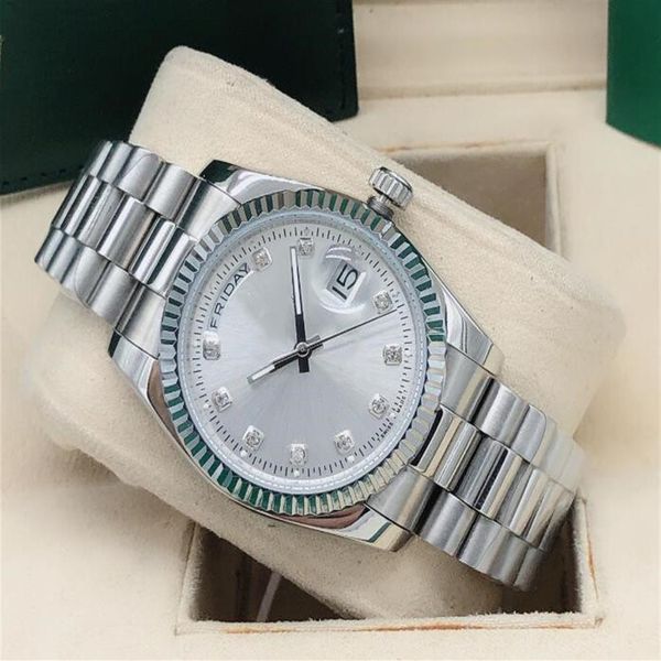 luxury watches 36mm mens 18kt gold silver diamond dial fluted bezel 118238 mechanical movement automatic fashion men's watche3201, Slivery;brown
luxury watches 36mm mens 18kt gold silver diamond dial fluted bezel 118238 mechanical movement automatic fashion men's watche3201, Slivery;brown