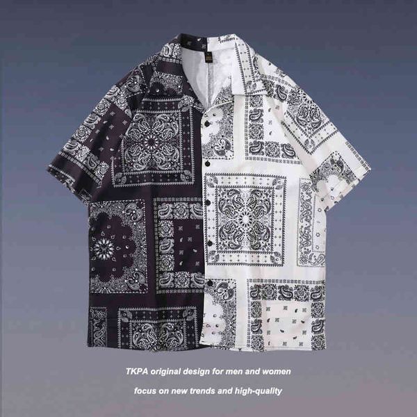 tk-pa street hip hop print short sleeve shirt men's and women's cashew flower color matching coat loose trend 5-sleeve manufacture, White;black
tk-pa street hip hop print short sleeve shirt men's and women's cashew flower color matching coat loose trend 5-sleeve manufacture, White;black