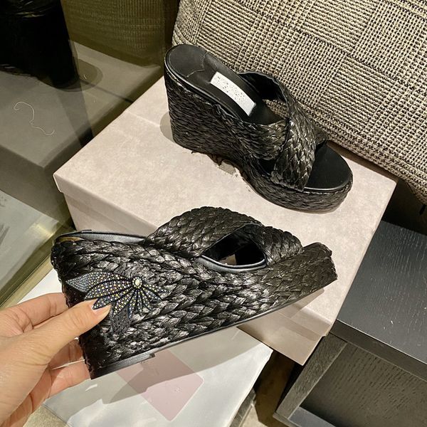 new summer woven slippers fashion platform sandals alphabet embroidery slide lady's wedge sandals beach heels, Black
new summer woven slippers fashion platform sandals alphabet embroidery slide lady's wedge sandals beach heels, Black