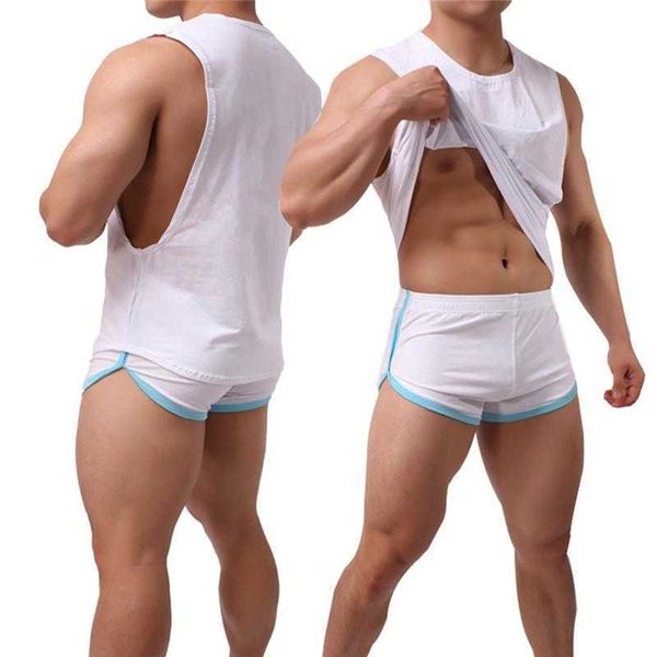 2022 men's tracksuits brand men low cut fashion loose sleeveless shirt & boxers sets undershirt vest home sleepwear casual suit, Gray
2022 men's tracksuits brand men low cut fashion loose sleeveless shirt & boxers sets undershirt vest home sleepwear casual suit, Gray