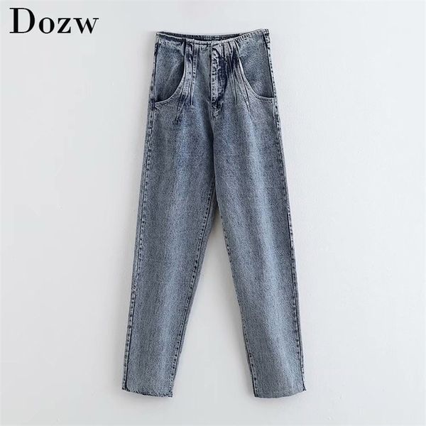 women high waist fashion blue jeans harajuku pleated long mom pants ladies casual pockets denim trousers streetwear 210515
women high waist fashion blue jeans harajuku pleated long mom pants ladies casual pockets denim trousers streetwear 210515