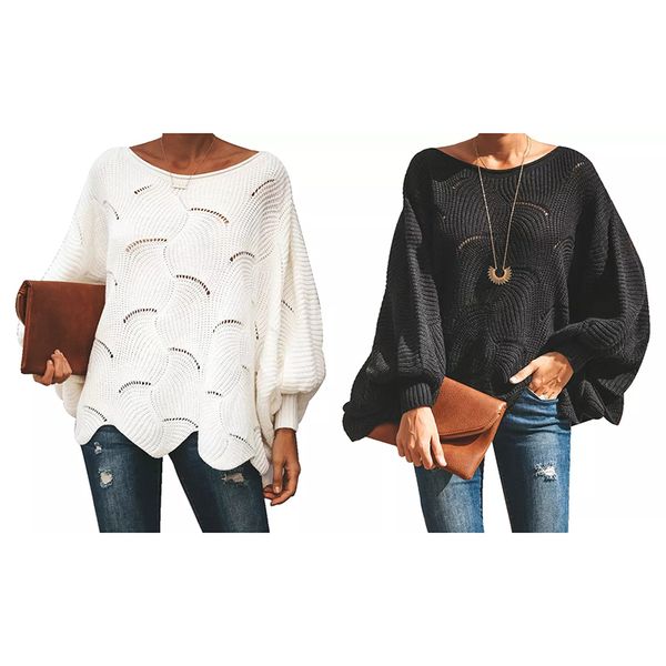 sweater amazon selling unique design irregular loose bat sleeve women's hollow out sweater plus size women sweaters knit top, White;black
sweater amazon selling unique design irregular loose bat sleeve women's hollow out sweater plus size women sweaters knit top, White;black