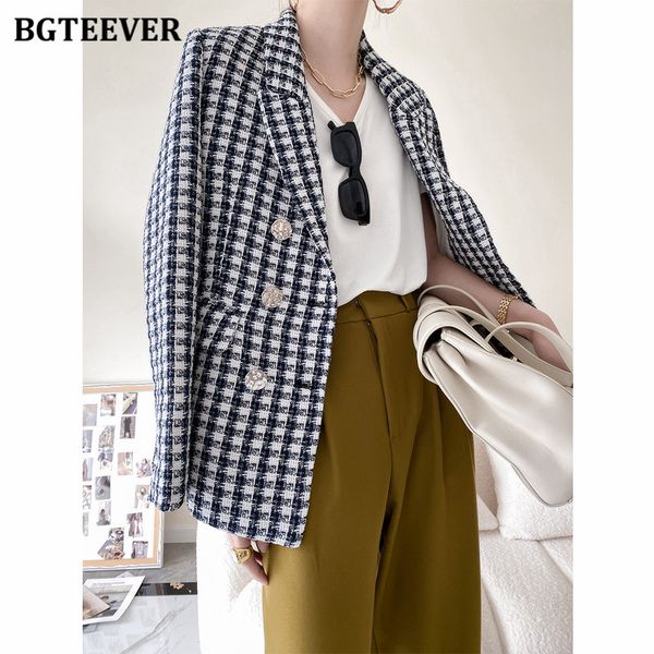 stylish notched collar thick women jackets autumn double breasted plaid female woolen blazer ladies suit coats 2021, White;black
stylish notched collar thick women jackets autumn double breasted plaid female woolen blazer ladies suit coats 2021, White;black